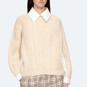 Sea New York Cream Cable Knit Crewneck Sweater